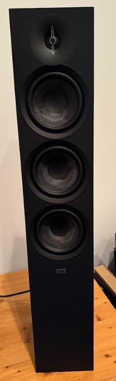 ELAC Debut 3 0 DF63 BK Floorstanding Speaker  Black Ash  Each    1  Aluminum Dome Tweeter  6 5  Aramid Fiber Midrange & Dual 6 5  Aramid Fiber Woofers   3 Way Bass Reflex   31Hz to 38KHz Response