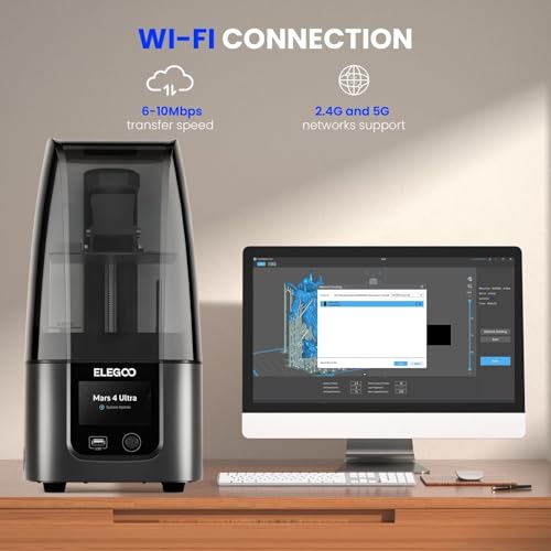 ELEGOO Mars 4 Ultra MSLA 3D Printer with 7 9K LCD  Wi Fi  ACF Release Liner Film   6 5 x 6 04 x 3 06 inches Printing Size