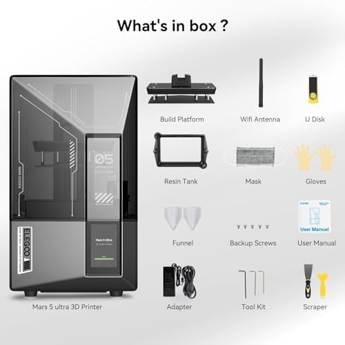 ELEGOO Mars 5 Ultra 7 9K MSLA Resin 3D Printer with Intelligent Mechanical Sensor  150mm/h Fast Speed  AI Camera  Wi Fi Cluster Printing  Auto Leveling  Printing Size of 6 04   3 06   6 49 inch