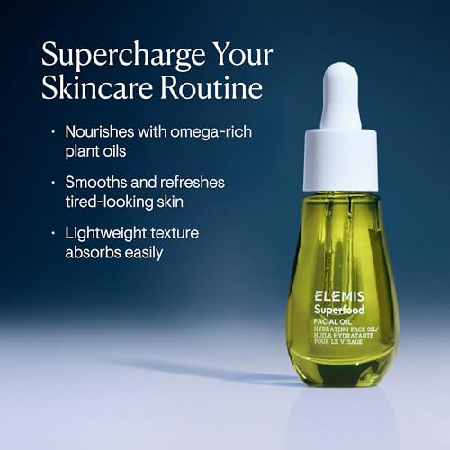 ELEMIS Superfood Facial Oil   Antioxidant Rich Nourishing Serum  Radiance Enhancing Lightweight Skin Elixir  Hydration Booster  Non Greasy Botanical Blend   15ml