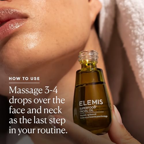 ELEMIS Superfood Facial Oil   Antioxidant Rich Nourishing Serum  Radiance Enhancing Lightweight Skin Elixir  Hydration Booster  Non Greasy Botanical Blend   15ml
