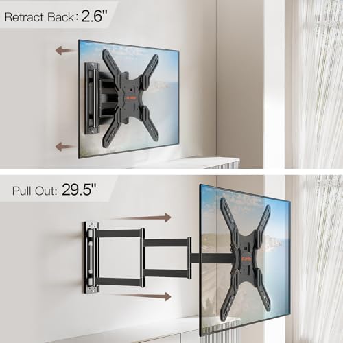 ELIVED Long Arm TV Wall Mount for Most 26 60 Inch TVs  29 5 Inch Long Extension TV Mount Swivel and Tilt  Max VESA 400x400mm  Full Motion Wall Mount tv Bracket Holds up to 77 lbs 