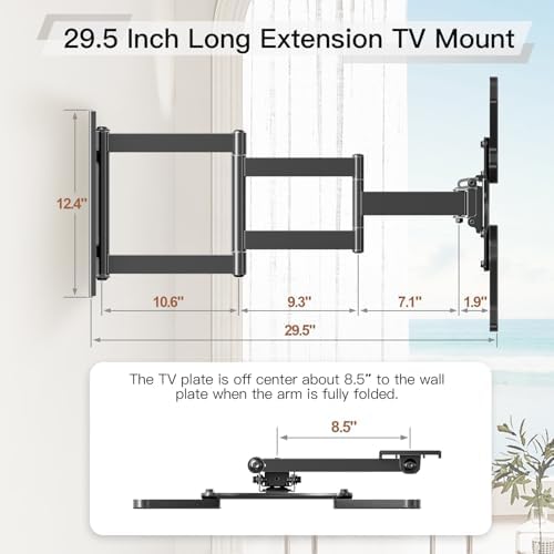 ELIVED Long Arm TV Wall Mount for Most 26 60 Inch TVs  29 5 Inch Long Extension TV Mount Swivel and Tilt  Max VESA 400x400mm  Full Motion Wall Mount tv Bracket Holds up to 77 lbs 