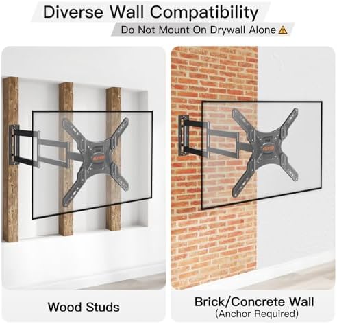 ELIVED Long Arm TV Wall Mount for Most 26 60 Inch TVs  29 5 Inch Long Extension TV Mount Swivel and Tilt  Max VESA 400x400mm  Full Motion Wall Mount tv Bracket Holds up to 77 lbs 