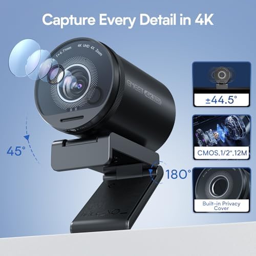 EMEET S600 4K Webcam for Streaming   Sony 1/2 55 Sensor  PDAF Autofocus  1080P 60FPS  2 Noise Reduction Mics  Built in Privacy Cover  73  FOV  Streaming Camera for Live Commerce/Gaming/Beauty