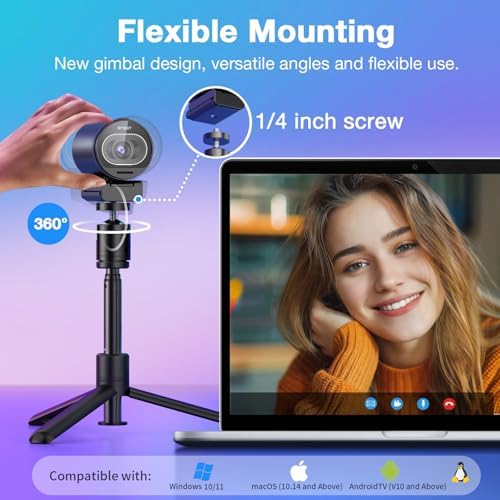 EMEET S600 4K Webcam for Streaming   Sony 1/2 55 Sensor  PDAF Autofocus  1080P 60FPS  2 Noise Reduction Mics  Built in Privacy Cover  73  FOV  Streaming Camera for Live Commerce/Gaming/Beauty