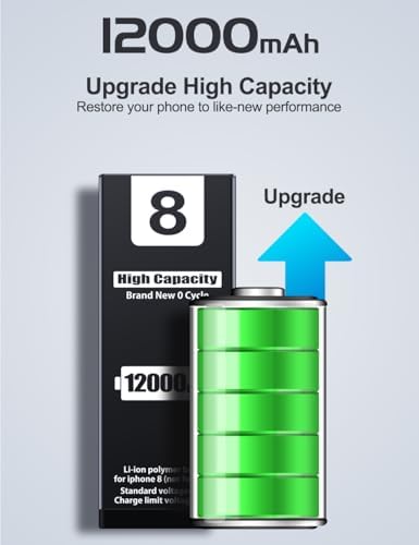 EMNT 12000mAh Battery for iPhone 8   Model A1863 A1905 A1906  High Capacity Than Others Replacement Battery with Complete Repair Tool Kit and Instructions 8