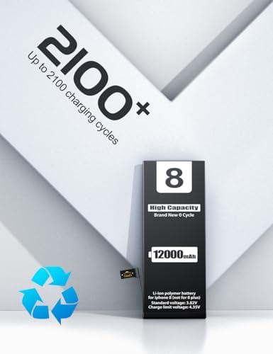 EMNT 12000mAh Battery for iPhone 8   Model A1863 A1905 A1906  High Capacity Than Others Replacement Battery with Complete Repair Tool Kit and Instructions 8