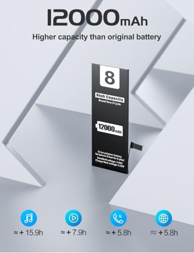 EMNT 12000mAh Battery for iPhone 8   Model A1863 A1905 A1906  High Capacity Than Others Replacement Battery with Complete Repair Tool Kit and Instructions 8