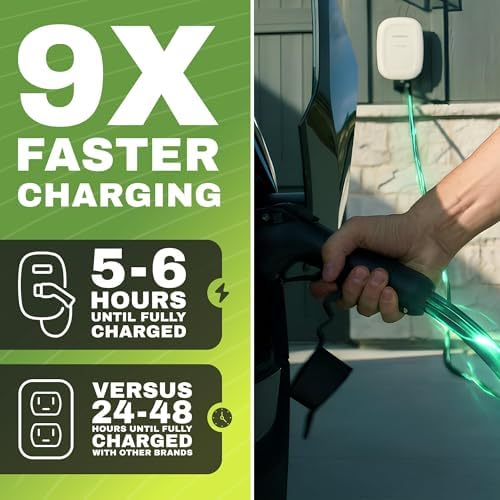 EMPORIA Cargador EV de nivel 2 – NEMA 14-50 EVSE con conector J1772 – Cargador EV de 48 amperios nivel 2, estación de carga de vehículos eléctricos habilitada para WiFi de 240 V, cable de 25 pies