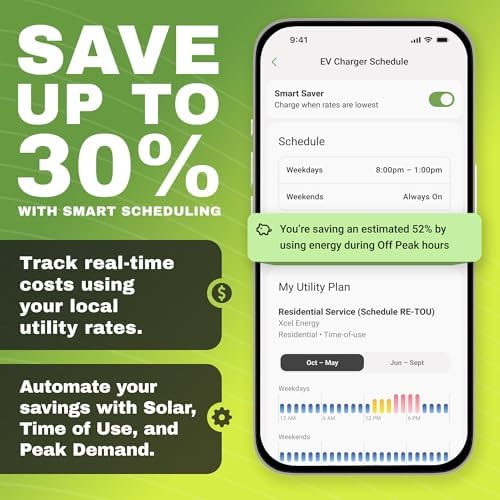 EMPORIA Cargador EV de nivel 2 – NEMA 14-50 EVSE con conector J1772 – Cargador EV de 48 amperios nivel 2, estación de carga de vehículos eléctricos habilitada para WiFi de 240 V, cable de 25 pies