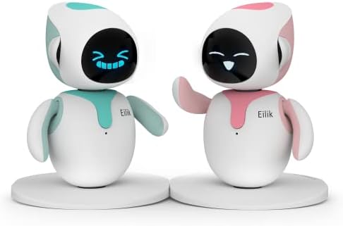 ENERGIZE LAB Eilik   Touch Interactive Toys  Cute Robot Pets with Abundant Emotions  Idle Animations&Mini Games  Unique Gift for Girls & Boys  Support Update  Blue   Pink Combination 