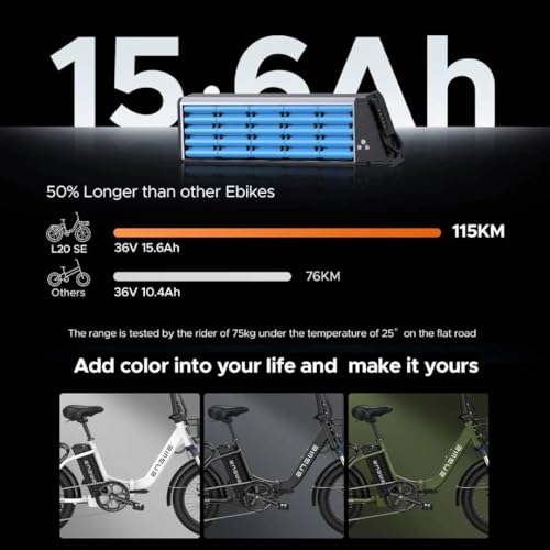 ENGWE Electric Bikes for Adults  20 Folding Electric Bike  Step thru Ebike with Removable 15 6Ah Battery 140KM Range  7 Speed Electric Bicycle E Bike for Men Women
