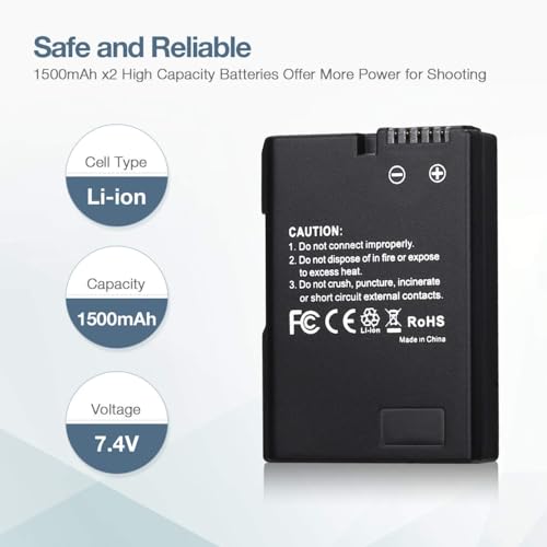 EN EL14 EN EL14A Battery USB Charger and 2 Pack Rechargeable Batteries Replacement Compatible with Nikon D3100 D3200 D3300 D3400 D3500 D5100 D5200 D5300 D5500 D5600 DF Coolpix P7000 P7100 P7700 P7800