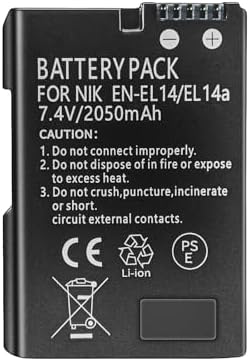 EN EL14 / EN EL14a Lithium Ion Battery Packs  7 4V 2050mAh Compatible with Nikon D5100 D3200 D5300 D3100 D5200 D3300 D5500 D3400 Df D3500 D5600 P7000 P7100 P7700 P7800 Digital Camera  2 Pack 