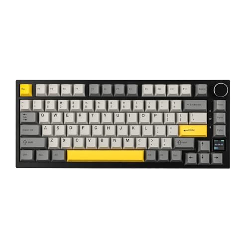 EPOMAKER Ajazz AK820 Pro 75  Wireless Mechanical Keyboard with TFT Smart Display&Knob  Gasket Mounted Gaming Keyboard  Bluetooth/2 4GHz/USB C Wired  Grey  Flying Fish Switch 
