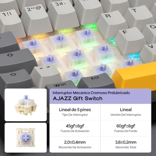 EPOMAKER Ajazz AK820 PRO ISO ES Teclado Mecánico Inalámbrico con Pantalla & Perilla  2 4G/BT/USB  RGB  Software Personalizado  Teclado Gaming de 75  Distribución Espa ola para PC/Mac  Black 