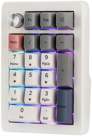 EPOMAKER EK21 VIA Gasket Number Pad with 1000mAh Battery  BT 5 0/2 4GHz/Wired Hot Swap Numpad with Aluminum Alloy knob  Programmable for Win/Mac/Gaming  Black Silver  Zebra Switch 