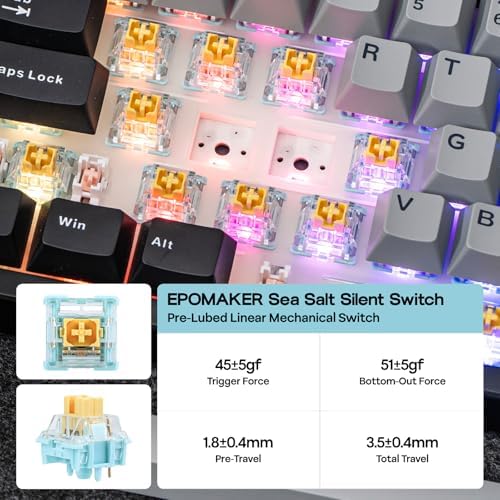 EPOMAKER TH108 PRO Full Size Mechanical Keyboard with Screen & Knob  Wireless Gaming Keyboard with 10000mAh  Creamy Gasket  Hot Swap  Custom Driver  RGB Backlight  Black  Sea Salt Silent 