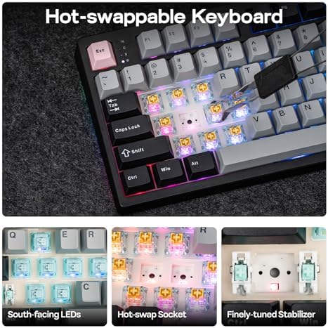 EPOMAKER TH108 PRO Full Size Mechanical Keyboard with Screen & Knob  Wireless Gaming Keyboard with 10000mAh  Creamy Gasket  Hot Swap  Custom Driver  RGB Backlight  Black  Sea Salt Silent 