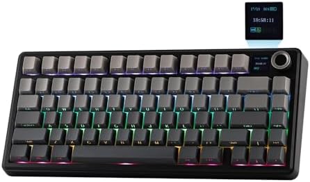 EPOMAKER X Aula F75 MAX Wireless Mechanical Keyboard with TFT Screen and Knob  Gasket Gaming Keyboard in 75  Layout  Hot Swappable  RGB Backlight  for PC/Mac/Linux  Black Gradient 
