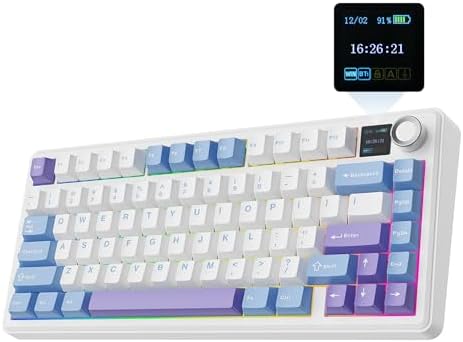 EPOMAKER X Aula F75 MAX Wireless Mechanical Keyboard with TFT Screen and Knob  Gasket Gaming Keyboard in 75  Layout  Hot Swappable  RGB Backlight  for PC/Mac/Linux  Black Gradient 