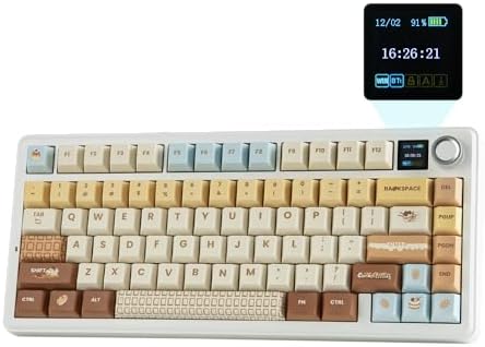 EPOMAKER X Aula F75 MAX Wireless Mechanical Keyboard with TFT Screen and Knob  Gasket Gaming Keyboard in 75  Layout  Hot Swappable  RGB Backlight  for PC/Mac/Linux  Black Gradient 