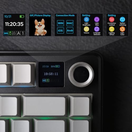 EPOMAKER X Aula F75 MAX Wireless Mechanical Keyboard with TFT Screen and Knob  Gasket Gaming Keyboard in 75  Layout  Hot Swappable  RGB Backlight  for PC/Mac/Linux  Black Gradient 