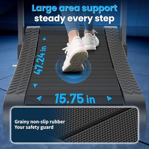 ERGOLIFE Curved Treadmill with Non Electric Motorized  2 in 1 Folding Treadmill with APP for Home Workout  Compact Manual Walking Pad  Office Running Machine with LCD Display