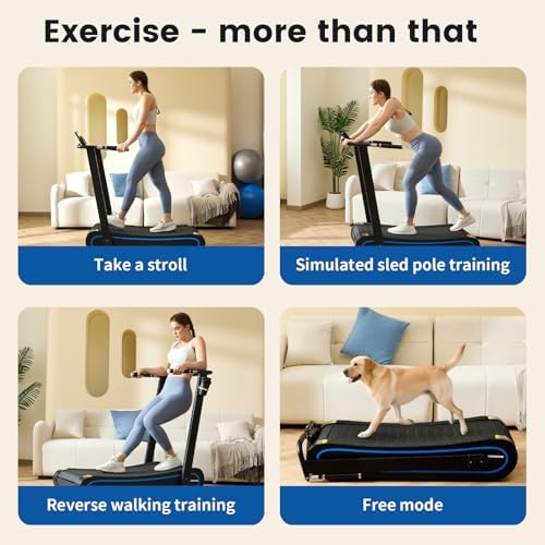 ERGOLIFE Curved Treadmill with Non Electric Motorized  2 in 1 Folding Treadmill with APP for Home Workout  Compact Manual Walking Pad  Office Running Machine with LCD Display