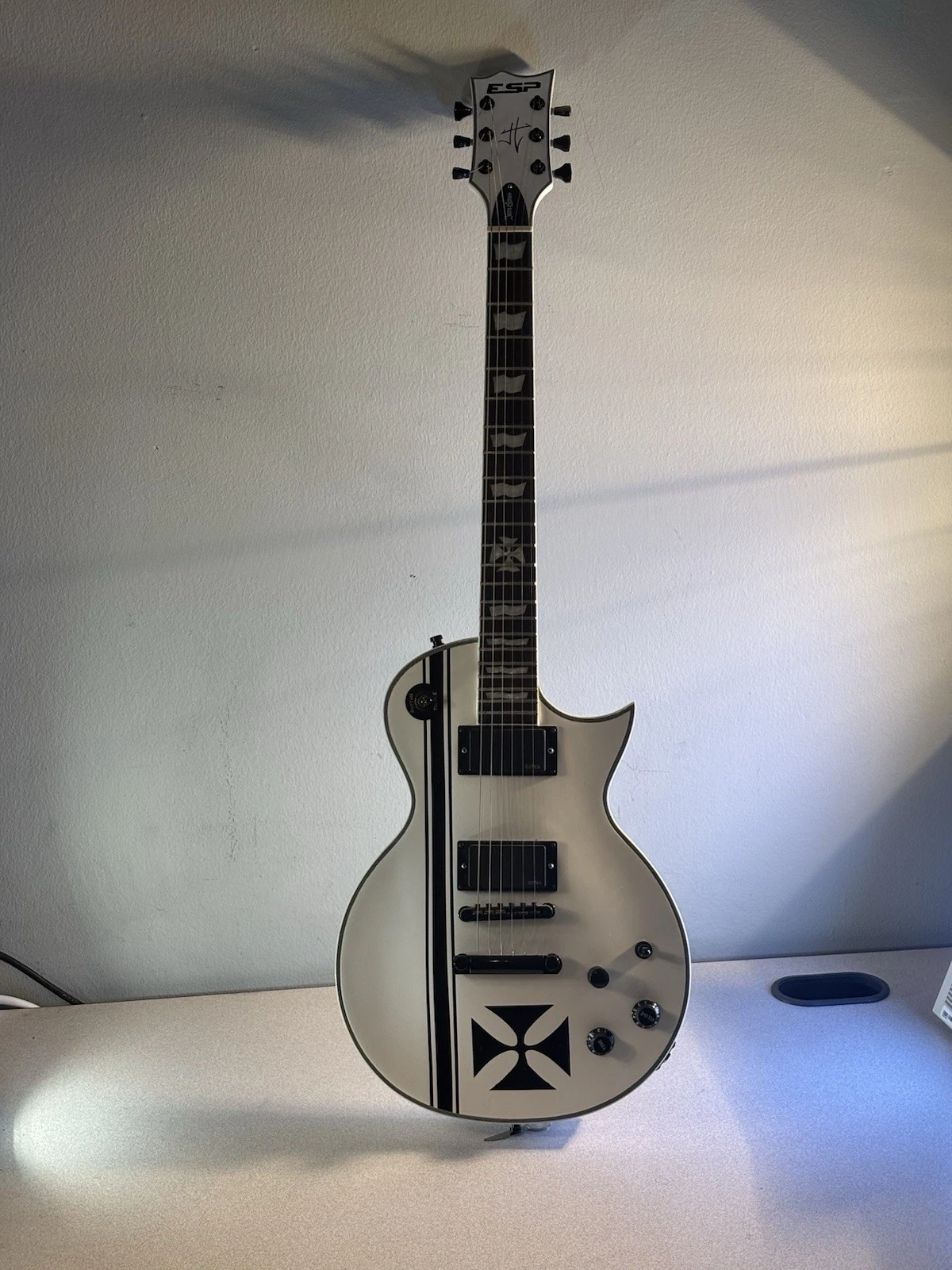 ESP Iron Cross White Black Electric Guitar Switch HH W/Bag Read Description