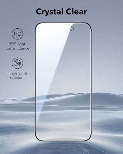 ESR 3 Pack for iPhone 15 Pro Max Screen Protector  Military Grade Shatterproof  9H Hardness  Full Coverage Tempered Glass with UltraFit Tray