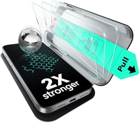 ESR 3 Pack for iPhone 15 Pro Max Screen Protector  Military Grade Shatterproof  9H Hardness  Full Coverage Tempered Glass with UltraFit Tray