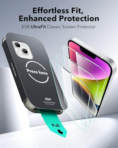 ESR 3 Pack for iPhone 15 Pro Max Screen Protector  Military Grade Shatterproof  9H Hardness  Full Coverage Tempered Glass with UltraFit Tray