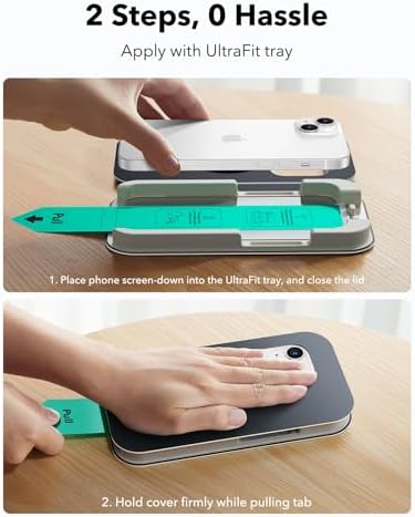 ESR 3 Pack for iPhone 15 Pro Max Screen Protector  Military Grade Shatterproof  9H Hardness  Full Coverage Tempered Glass with UltraFit Tray