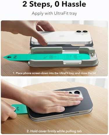 ESR 3 Pack for iPhone 15 Pro Max Screen Protector  Military Grade Shatterproof  9H Hardness  Full Coverage Tempered Glass with UltraFit Tray