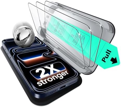 ESR 3 Pack for iPhone 15 Pro Max Screen Protector  Military Grade Shatterproof  9H Hardness  Full Coverage Tempered Glass with UltraFit Tray