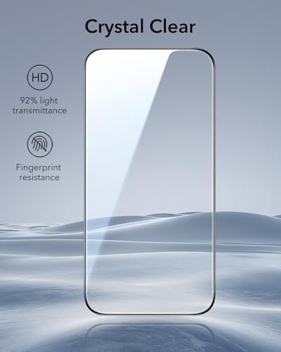 ESR 3 Pack for iPhone 15 Pro Max Screen Protector  Military Grade Shatterproof  9H Hardness  Full Coverage Tempered Glass with UltraFit Tray