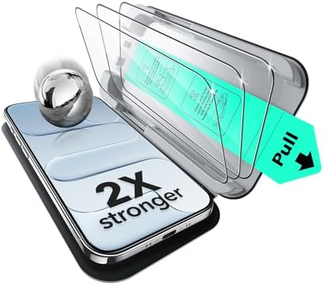 ESR 3 Pack for iPhone 15 Pro Max Screen Protector  Military Grade Shatterproof  9H Hardness  Full Coverage Tempered Glass with UltraFit Tray