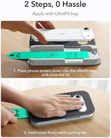 ESR 3 Pack for iPhone 15 Pro Max Screen Protector  Military Grade Shatterproof  9H Hardness  Full Coverage Tempered Glass with UltraFit Tray