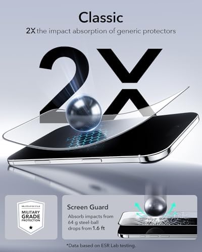 ESR 3 Pack for iPhone 15 Pro Max Screen Protector  Military Grade Shatterproof  9H Hardness  Full Coverage Tempered Glass with UltraFit Tray