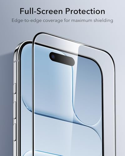 ESR 3 Pack for iPhone 15 Pro Max Screen Protector  Military Grade Shatterproof  9H Hardness  Full Coverage Tempered Glass with UltraFit Tray