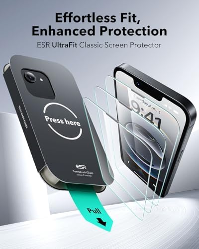 ESR 3 Pack for iPhone 15 Pro Max Screen Protector  Military Grade Shatterproof  9H Hardness  Full Coverage Tempered Glass with UltraFit Tray
