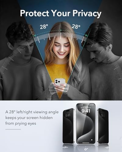 ESR 3 Pack for iPhone 15 Pro Max Screen Protector  Military Grade Shatterproof  9H Hardness  Full Coverage Tempered Glass with UltraFit Tray