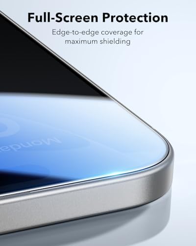 ESR 3 Pack for iPhone 15 Pro Max Screen Protector  Military Grade Shatterproof  9H Hardness  Full Coverage Tempered Glass with UltraFit Tray