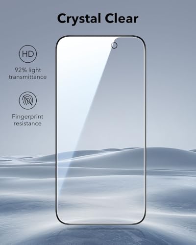 ESR 3 Pack for iPhone 15 Pro Max Screen Protector  Military Grade Shatterproof  9H Hardness  Full Coverage Tempered Glass with UltraFit Tray