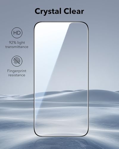 ESR 3 Pack for iPhone 15 Pro Max Screen Protector  Military Grade Shatterproof  9H Hardness  Full Coverage Tempered Glass with UltraFit Tray