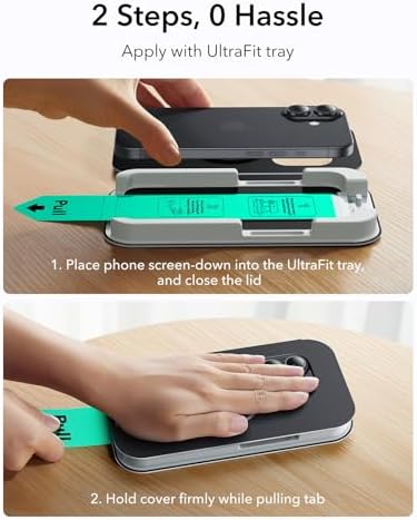 ESR 3 Pack for iPhone 15 Pro Max Screen Protector  Military Grade Shatterproof  9H Hardness  Full Coverage Tempered Glass with UltraFit Tray