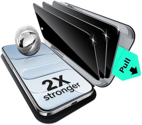 ESR 3 Pack for iPhone 15 Pro Max Screen Protector  Military Grade Shatterproof  9H Hardness  Full Coverage Tempered Glass with UltraFit Tray