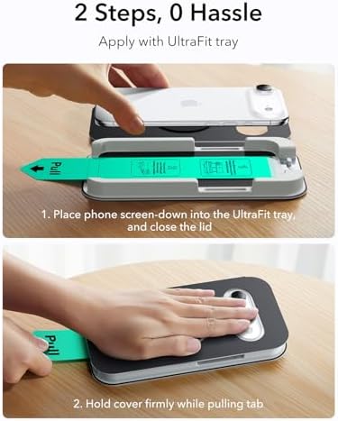 ESR 3 Pack for iPhone 15 Pro Max Screen Protector  Military Grade Shatterproof  9H Hardness  Full Coverage Tempered Glass with UltraFit Tray